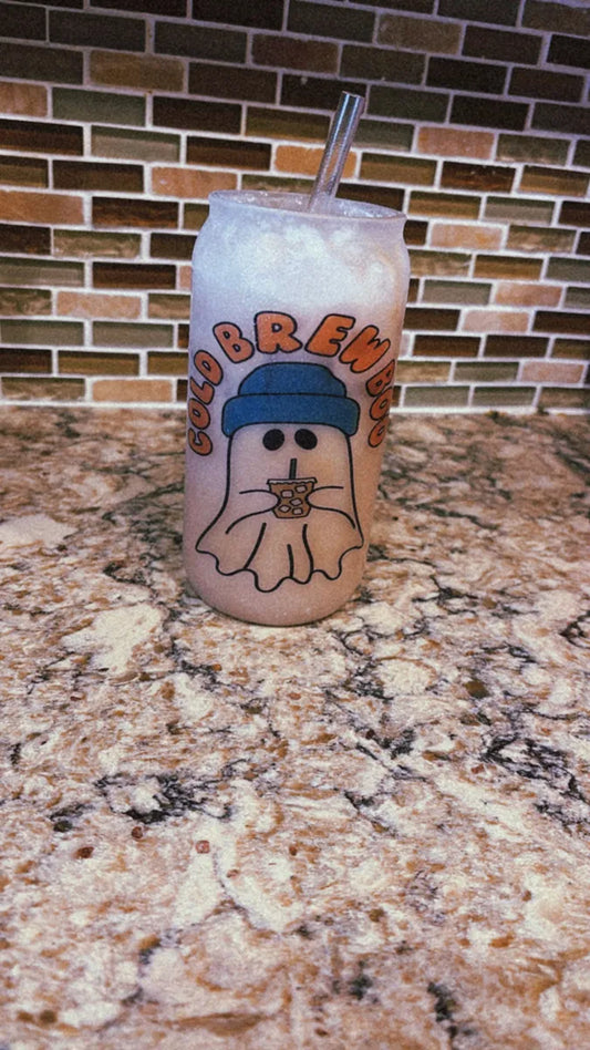Cold Brew Boo Glass Cup (16oz)