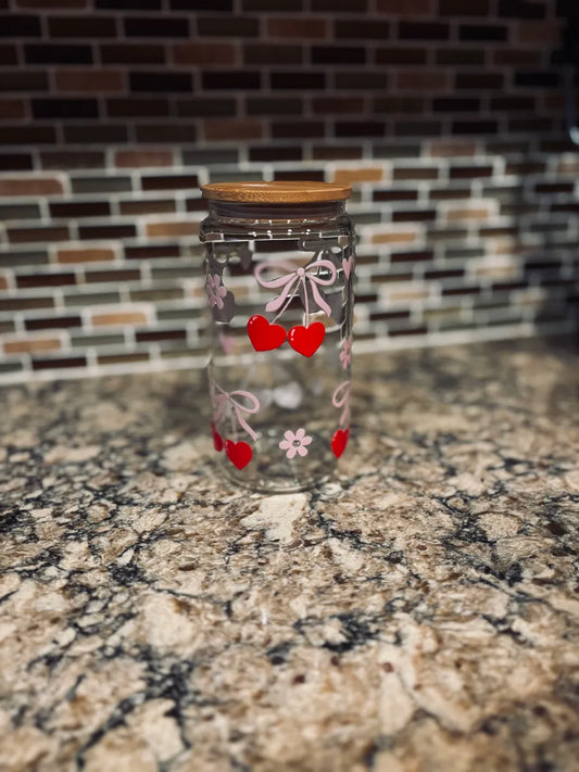 Coquette Bows and Cherries Glass Cup